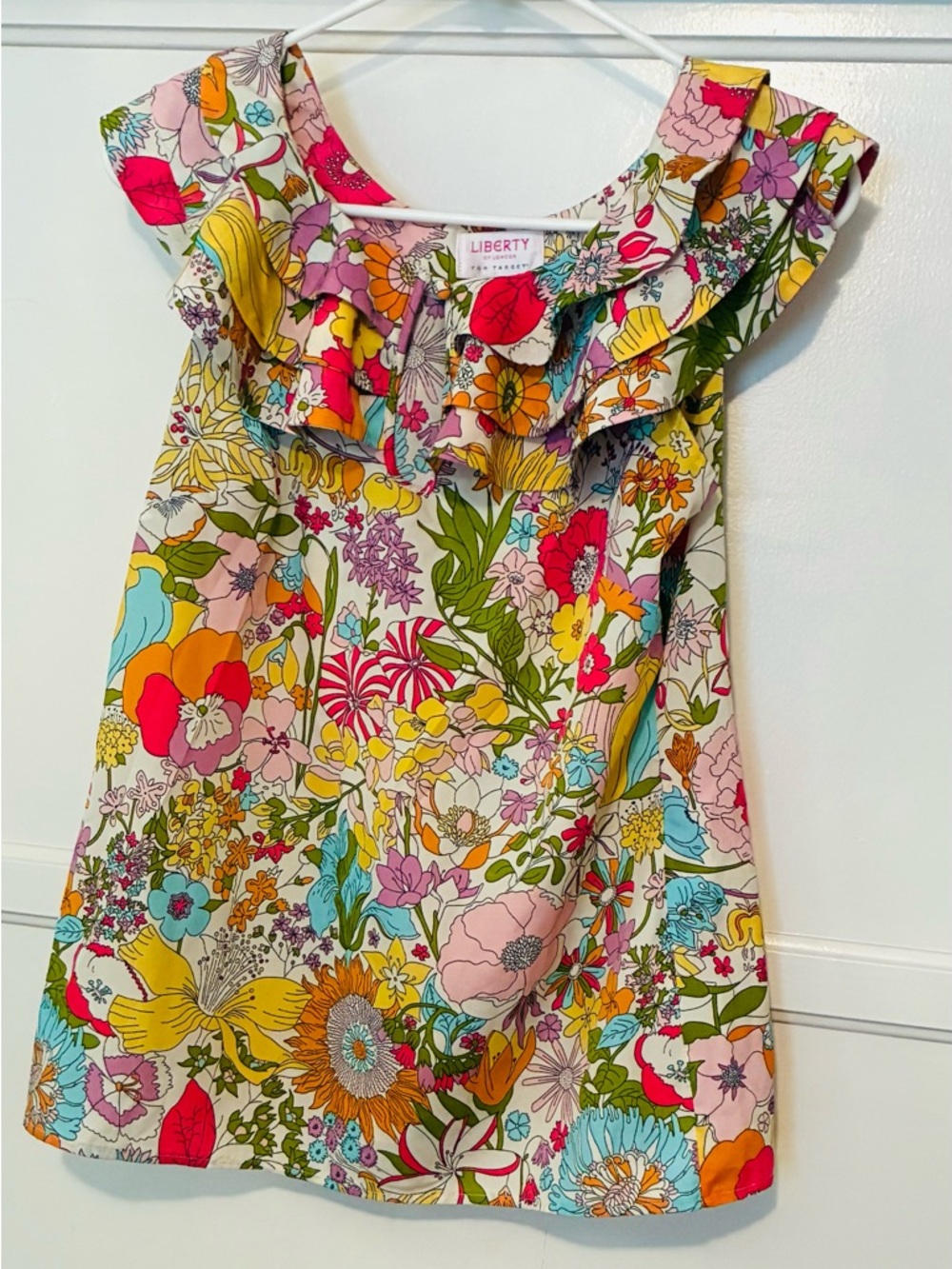 Liberty x Target Flower Retro Bright Print Floral Ruffle Patterned Top